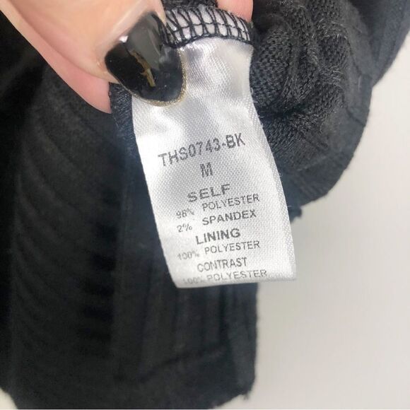 THML | Animal Print Leopard Sequin Flutter Sleeve Black Top Women’s Size Medium - Picture 9 of 9